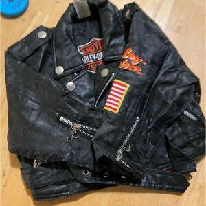 Boys 2T Harley Davidson USED- F/C vintage?upcycle?costume?) Faux Leather Jacket